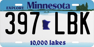 MN license plate 397LBK