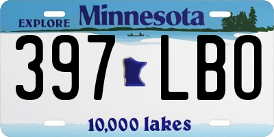 MN license plate 397LBO