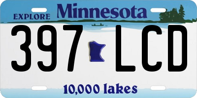 MN license plate 397LCD