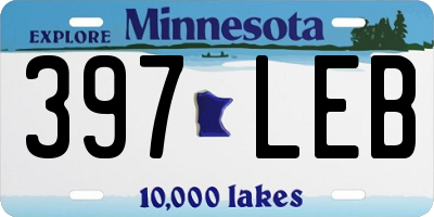 MN license plate 397LEB
