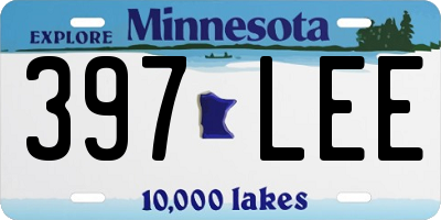 MN license plate 397LEE
