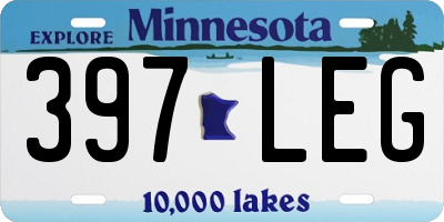 MN license plate 397LEG