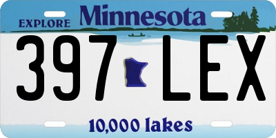 MN license plate 397LEX