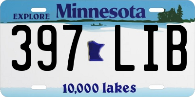 MN license plate 397LIB