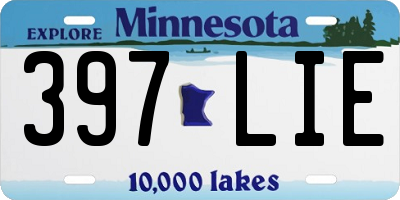 MN license plate 397LIE