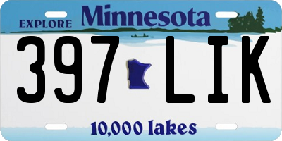 MN license plate 397LIK