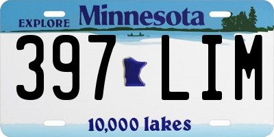 MN license plate 397LIM