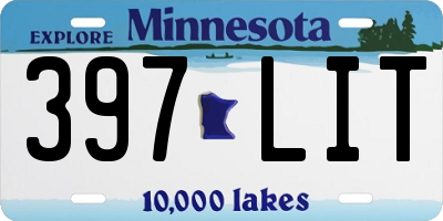 MN license plate 397LIT