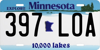 MN license plate 397LOA