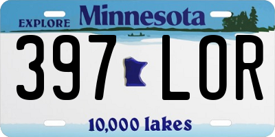 MN license plate 397LOR