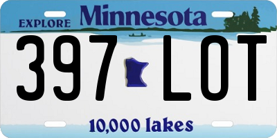 MN license plate 397LOT