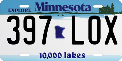 MN license plate 397LOX