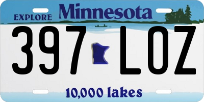 MN license plate 397LOZ
