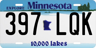 MN license plate 397LQK