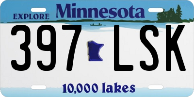 MN license plate 397LSK