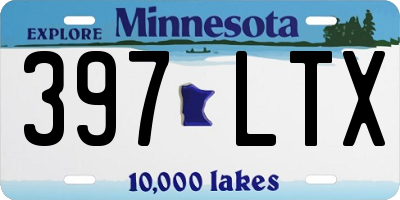 MN license plate 397LTX