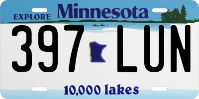 MN license plate 397LUN