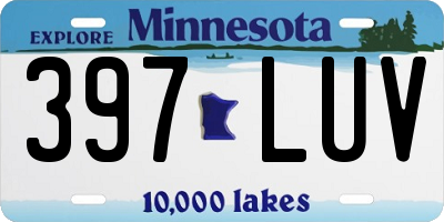 MN license plate 397LUV