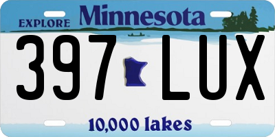 MN license plate 397LUX