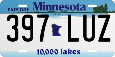 MN license plate 397LUZ