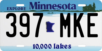 MN license plate 397MKE