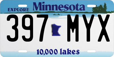 MN license plate 397MYX