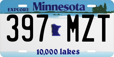 MN license plate 397MZT