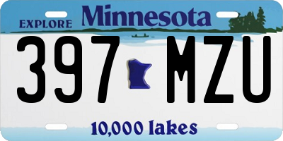 MN license plate 397MZU