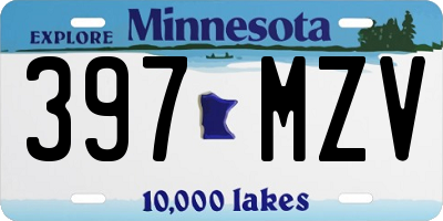 MN license plate 397MZV