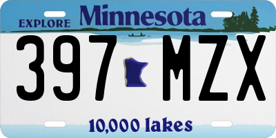 MN license plate 397MZX
