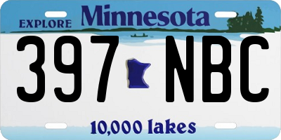 MN license plate 397NBC