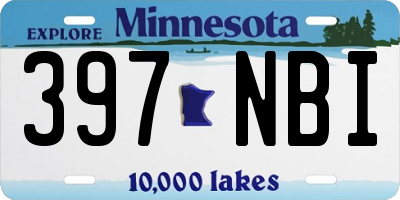 MN license plate 397NBI