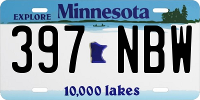 MN license plate 397NBW