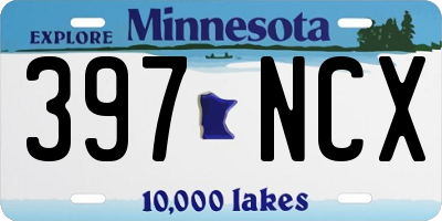 MN license plate 397NCX
