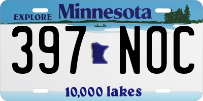 MN license plate 397NOC