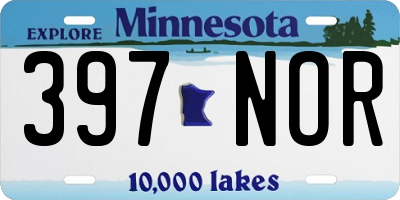MN license plate 397NOR