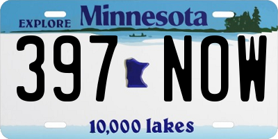 MN license plate 397NOW