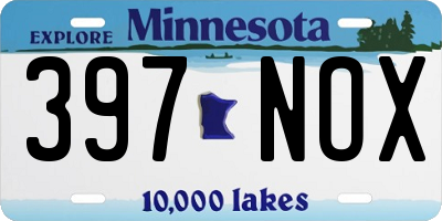 MN license plate 397NOX