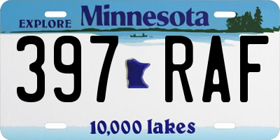 MN license plate 397RAF