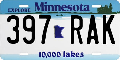 MN license plate 397RAK