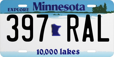 MN license plate 397RAL