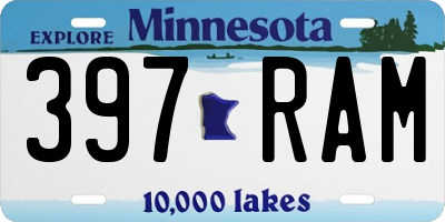 MN license plate 397RAM