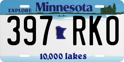 MN license plate 397RKO