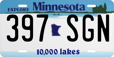 MN license plate 397SGN