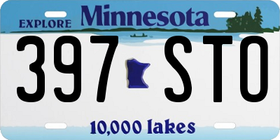 MN license plate 397STO