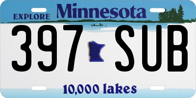 MN license plate 397SUB