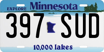MN license plate 397SUD