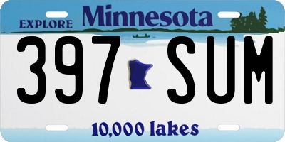 MN license plate 397SUM