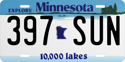 MN license plate 397SUN