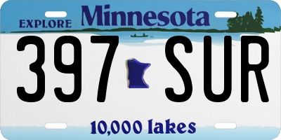 MN license plate 397SUR